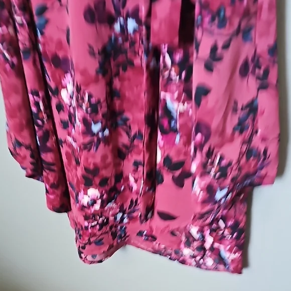 Torrid Romantic Floral Shirtdress Crepe de Chine Pink Floral Dress 0X - Picture 8 of 13